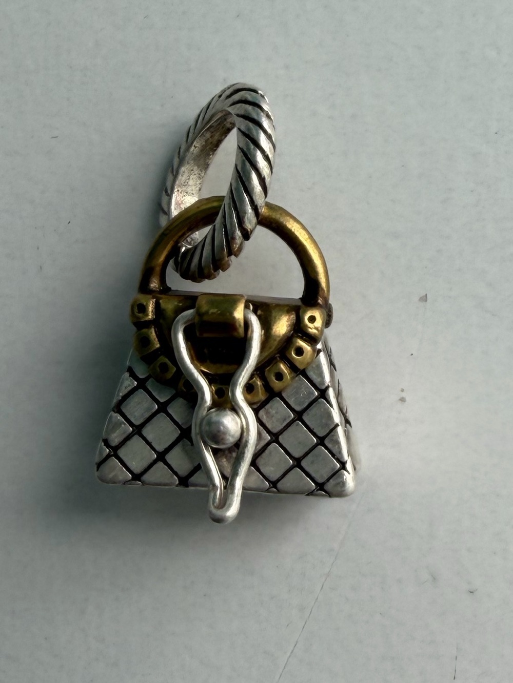 Vintage Brighton Gold & Silver Tone Hinged Mini Handbag Charm